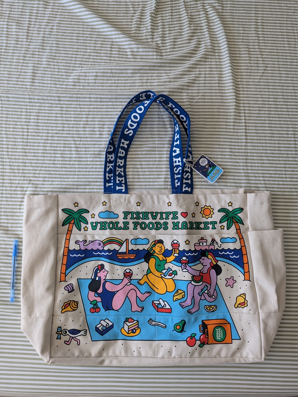 whole foods x fishwife collab canvas tote LARGE, limited release